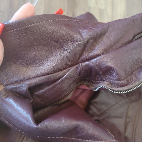 Vtg Leather Dark Burgundy Mid Length Jacket - Picture 5 of 8